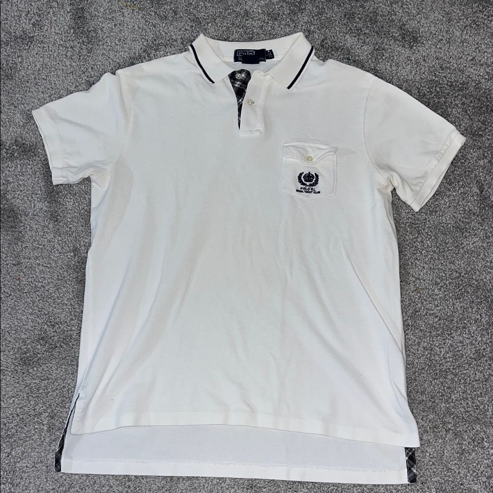 Vintage Polo RL Ralph Lauren Royal Yacht Club Tennis Pocket Shirt L Custom Fit
